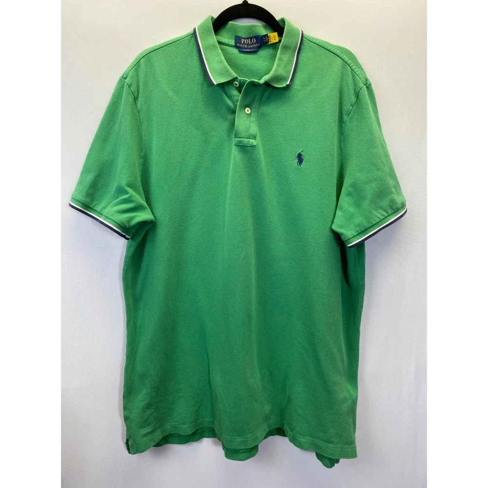 Polo Ralph Lauren XL Green Blue Polo Shirt‎ Preppy Classic Golfcore